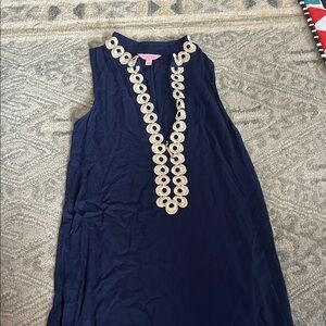 Lilly Pulitzer Navy Dress with Gold Embroidery
